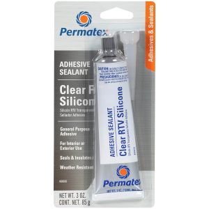 Permatex 80050 Clear RTV Silicone Adhesive Sealant – waterproof glue for metal to glass